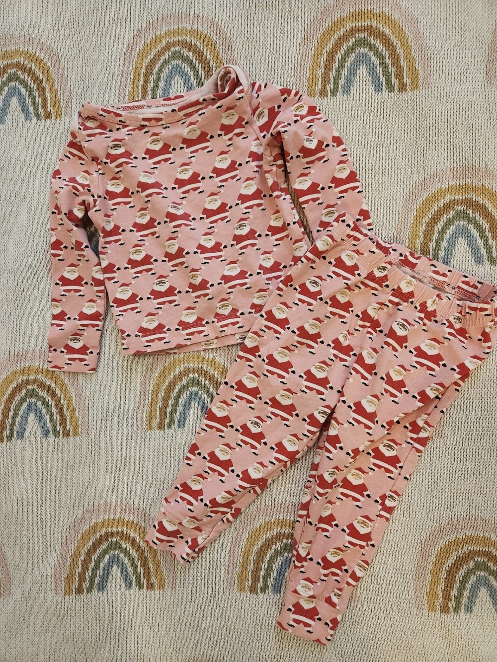 Pink Chicken 3-6 Months Christmas Santa Print Pajama Set